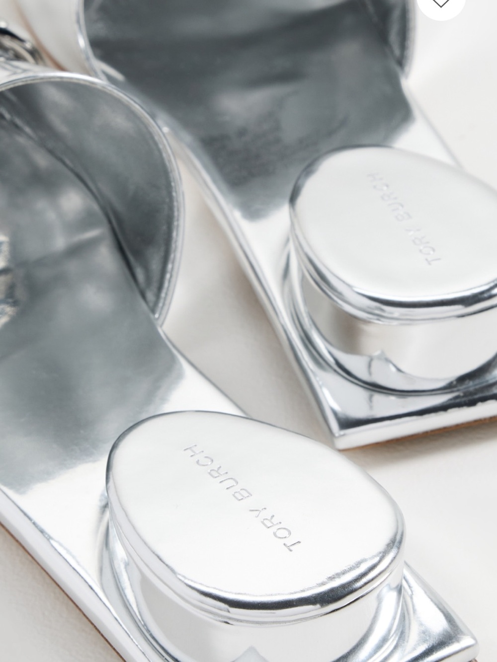 Tory Burch Metallic Silver Pierced Slip-On Mules - Picture 6 of 7